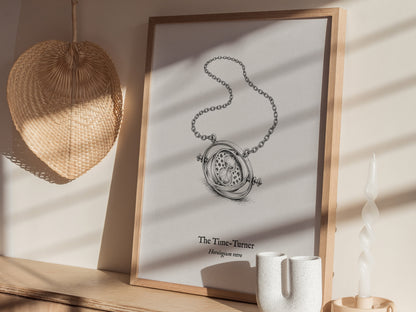 The Time-Turner Poster | Horologium Retro Pen and Ink Print | Vintage Scientific Illustration Wall Art — styled in a modern i