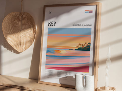 K59, La Libertad, El Salvador Poster | Tropical Surf Wall Art — styled in a modern interior