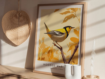 Hooded Warbler Poster | Modern Bird Wall Art Decor