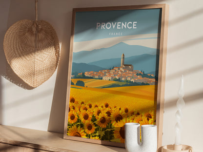 Provence, France Poster | Lavender Fields & Village Charm Wall Art — styled in a modern interior