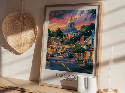 Dahlonega Matte Border Poster | Georgia Destination Print Travel Wall Art — styled in a modern interior