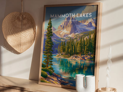 Mammoth Lakes, California Poster | Alpine Lake & Mountain Wilderness Wall Art — styled in a modern interior