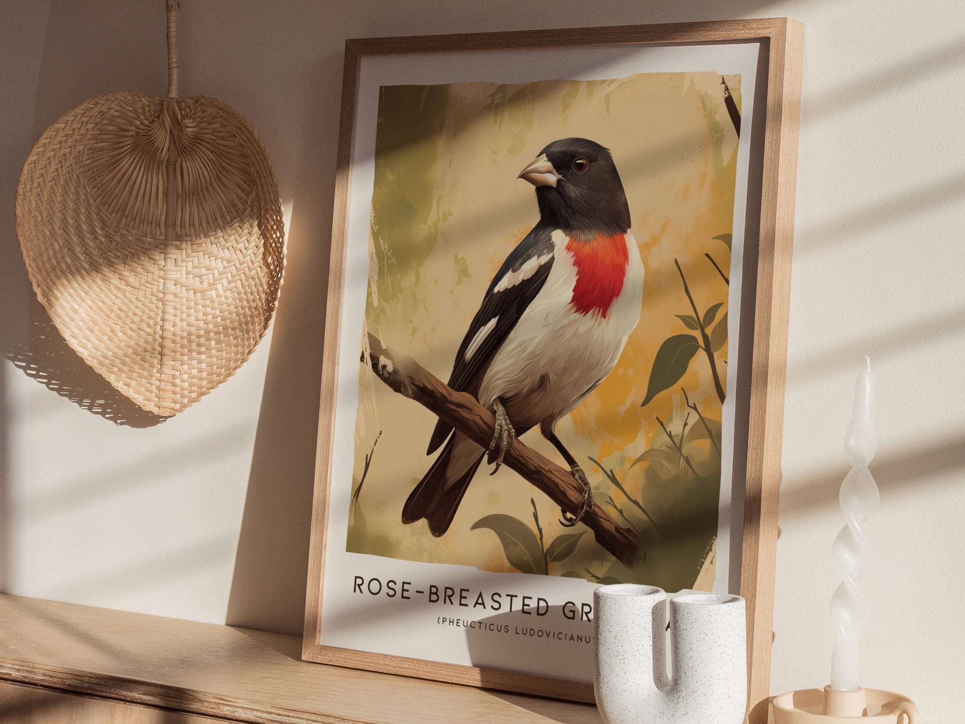 Rose-breasted Grosbeak Art | Songbird Poster Gift for Birdwatchers