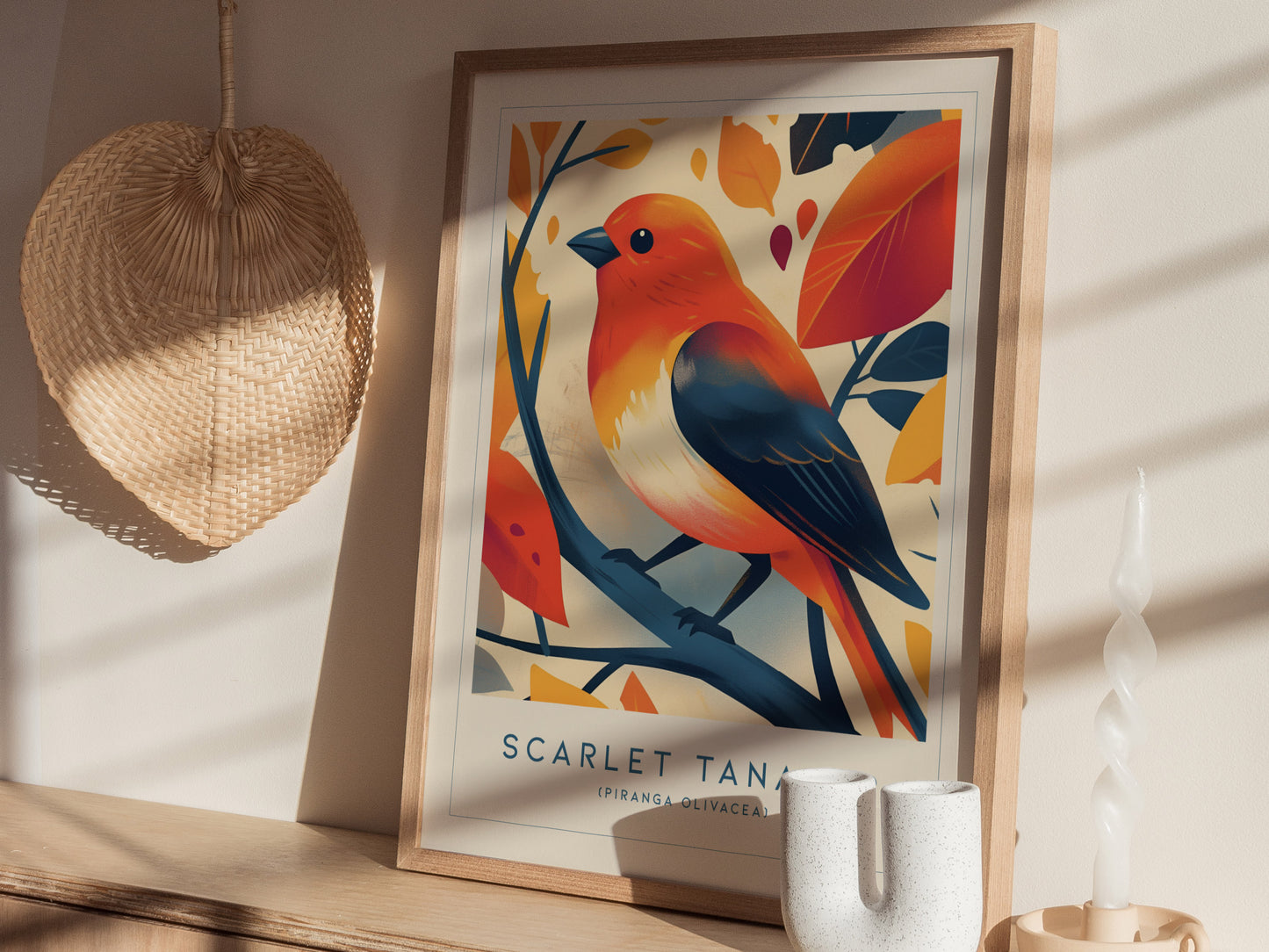 Scarlet Tanager Bird Poster | Audubon Songbird Art Birdwatcher Gift