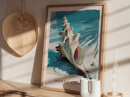 Horse Conch Shell Poster | Florida Ocean Wildlife Coastal Beach Wall Art