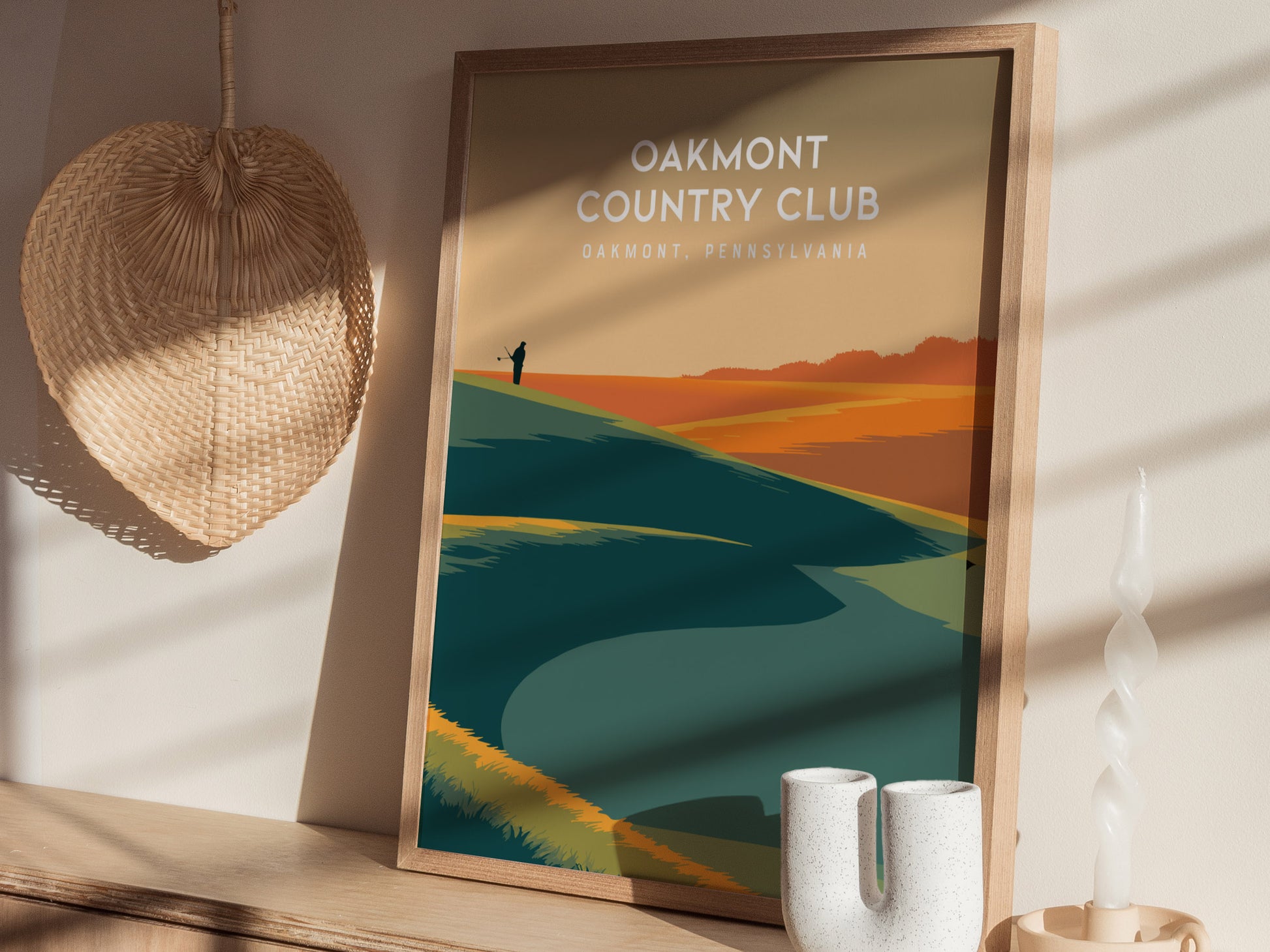 Oakmont Country Club, Oakmont, Pennsylvania Poster | Classic Links Golfer Gift Wall Art — styled in a modern interior