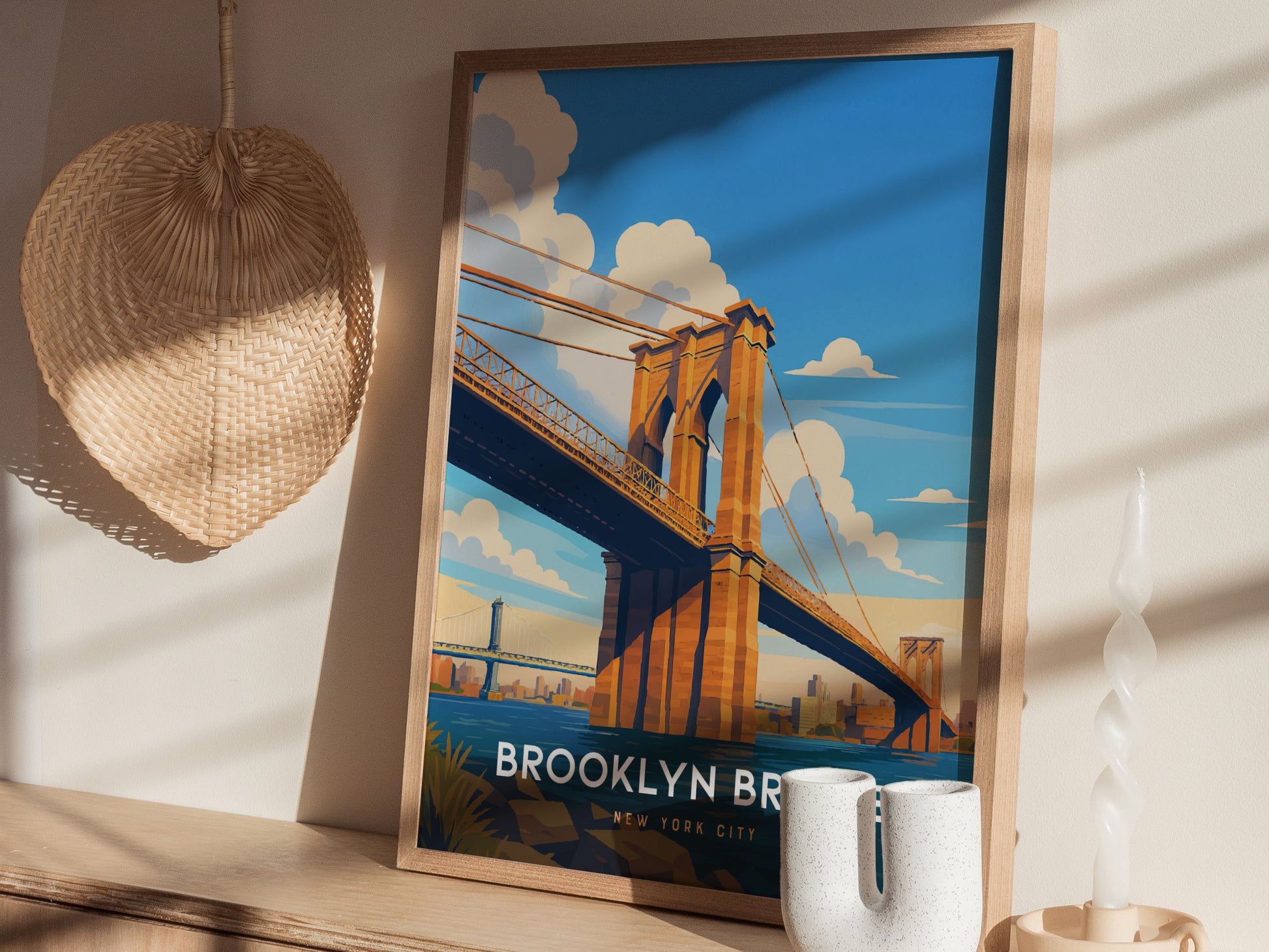 Brooklyn Bridge NYC Poster | Iconic New York Wall Art | Framed or Unframed