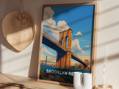 Brooklyn Bridge NYC Poster | Iconic New York Wall Art | Framed or Unframed