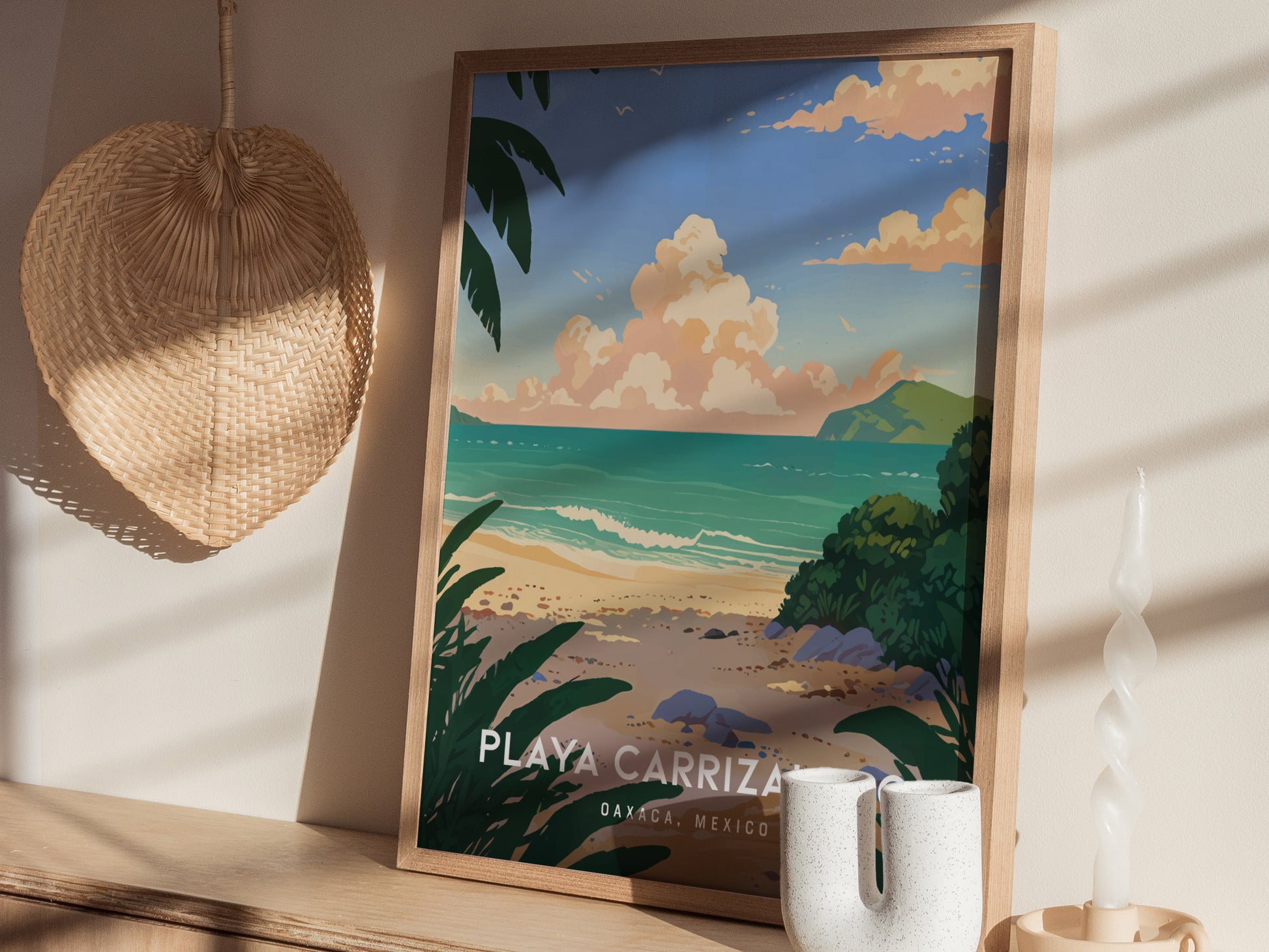 Playa Carrizalillo Poster | Puerto Escondido Oaxaca | Mexico Beach Art