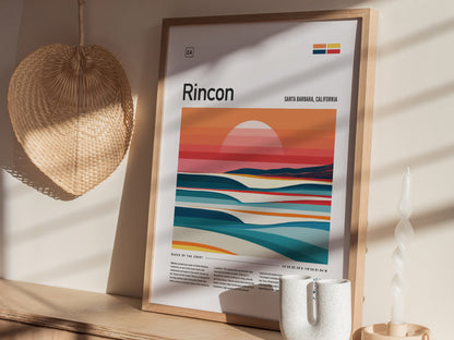 Rincon California Surf Poster | Santa Barbara Surfer Print
