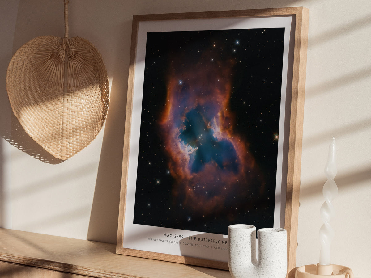 Ngc 2899 · the Butterfly Nebula Poster | Hubble Space Telescope NASA Wall Art Space Photography — styled in a modern interior