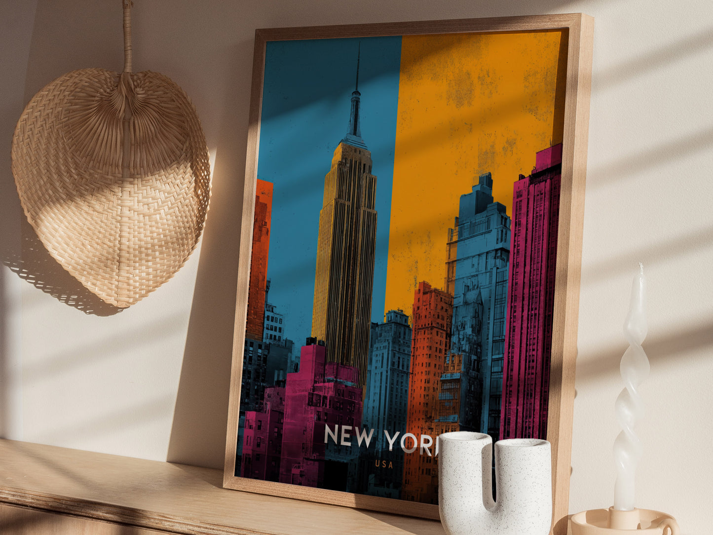 New York City Skyline Poster | Empire State Building Pop Art Print