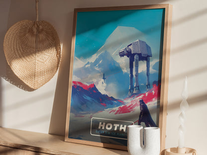 Star Wars Hoth Poster | Retro Sci-Fi Travel Wall Decor