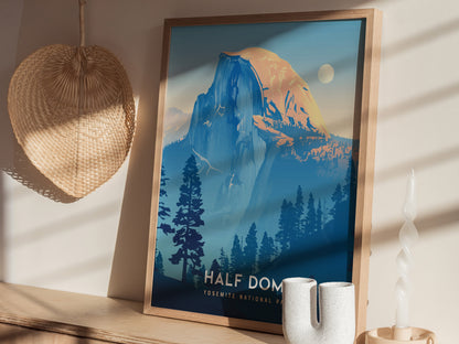 Half Dome Poster | Yosemite National Park Print | California Hiker Wall Art