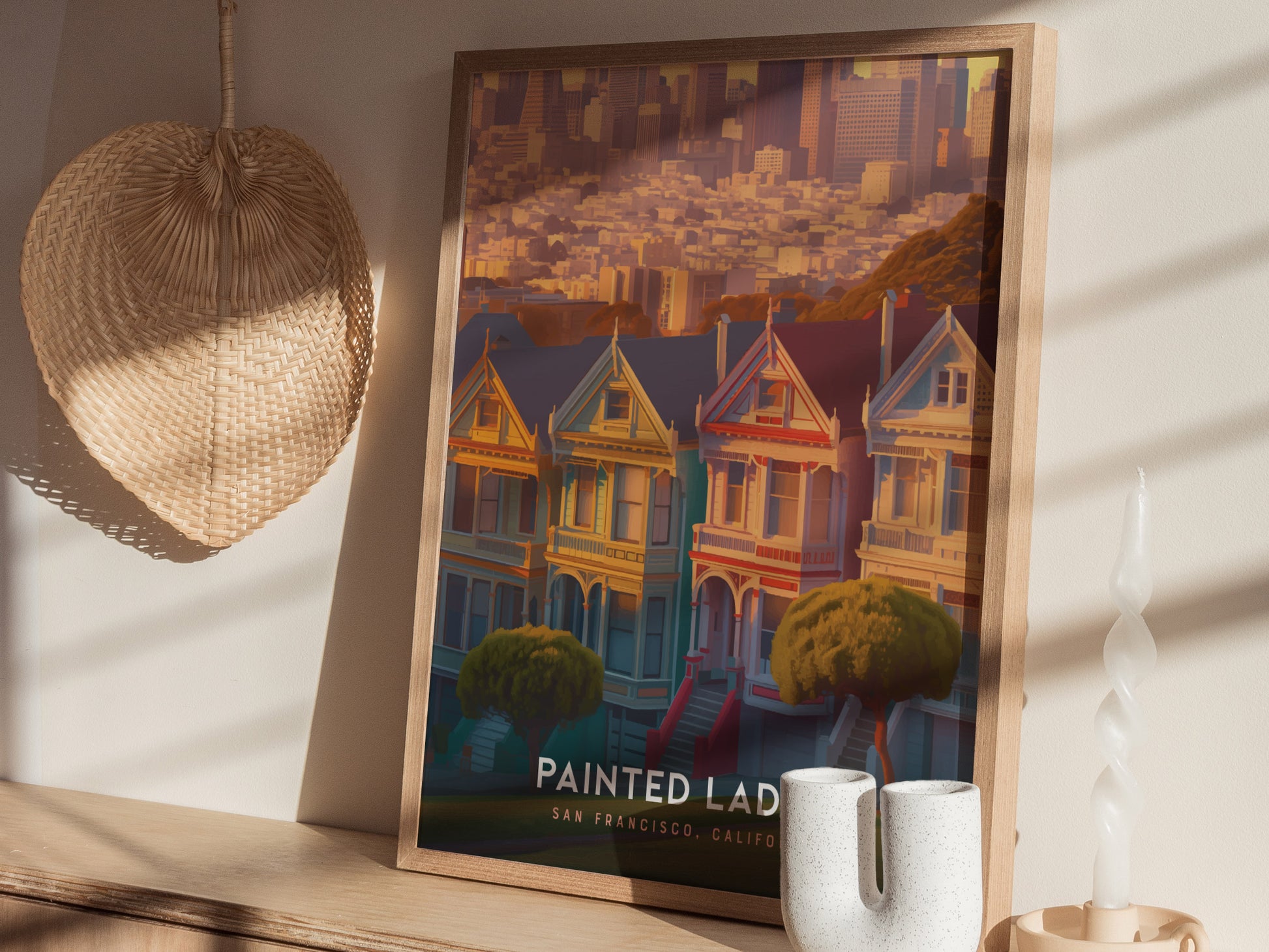 Painted Ladies San Francisco Poster | Alamo Square Victorian Wall Art Print