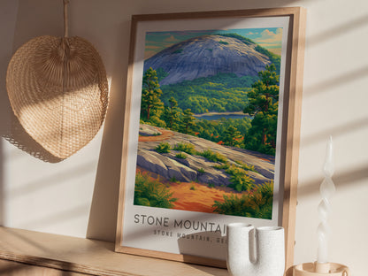 Stone Mountain Park Matte Border Poster | Stone Mountain, Georgia Destination Print — styled in a modern interior