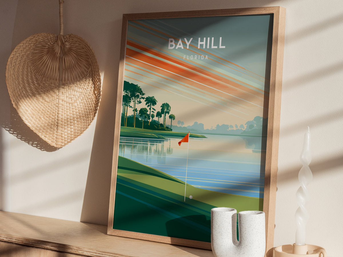 Bay Hill, Florida Poster | Links Poster & Country Club Decor Wall Art — styled in a modern interior