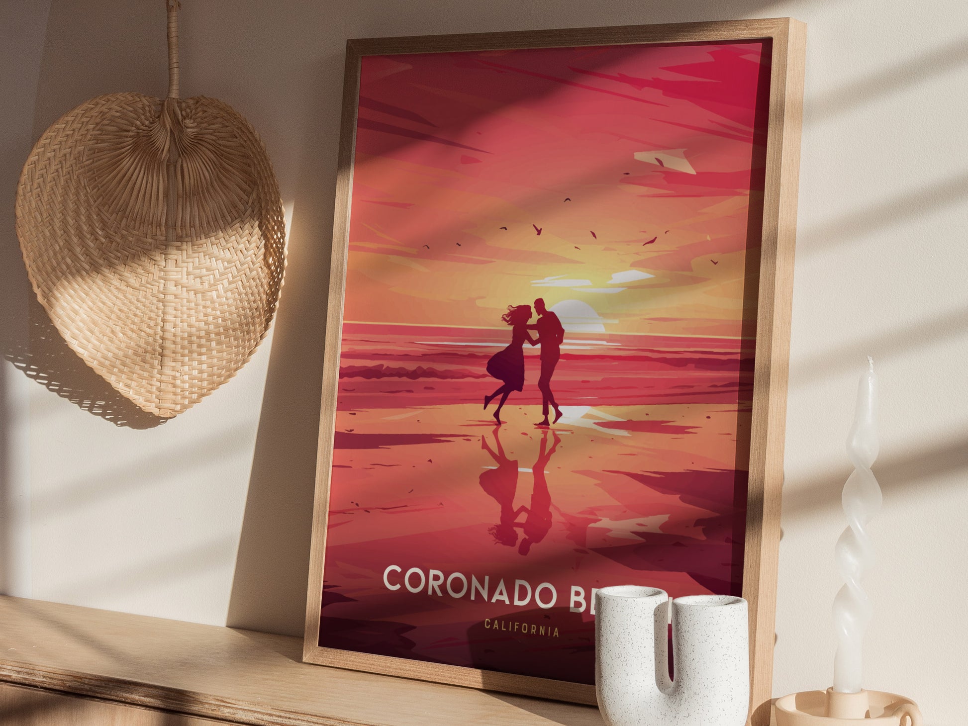 Coronado Beach Poster | San Diego California Coastal Wall Art | Framed or Unframed