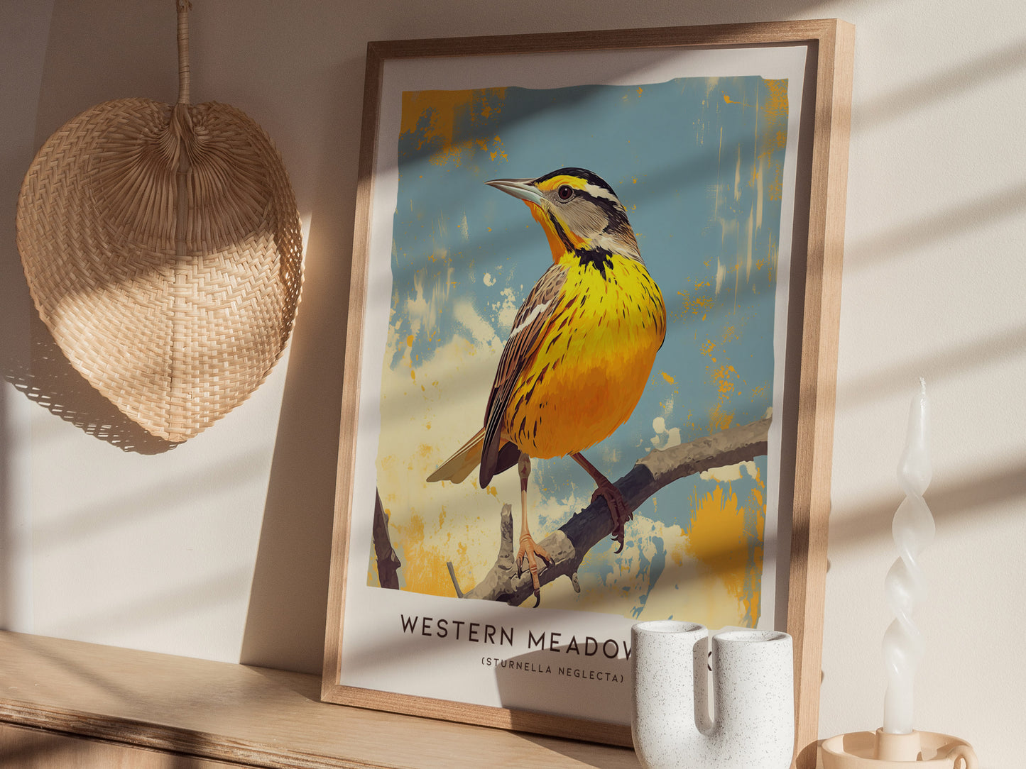Western Meadowlark Poster | Official State Bird Prairie Songbird Art