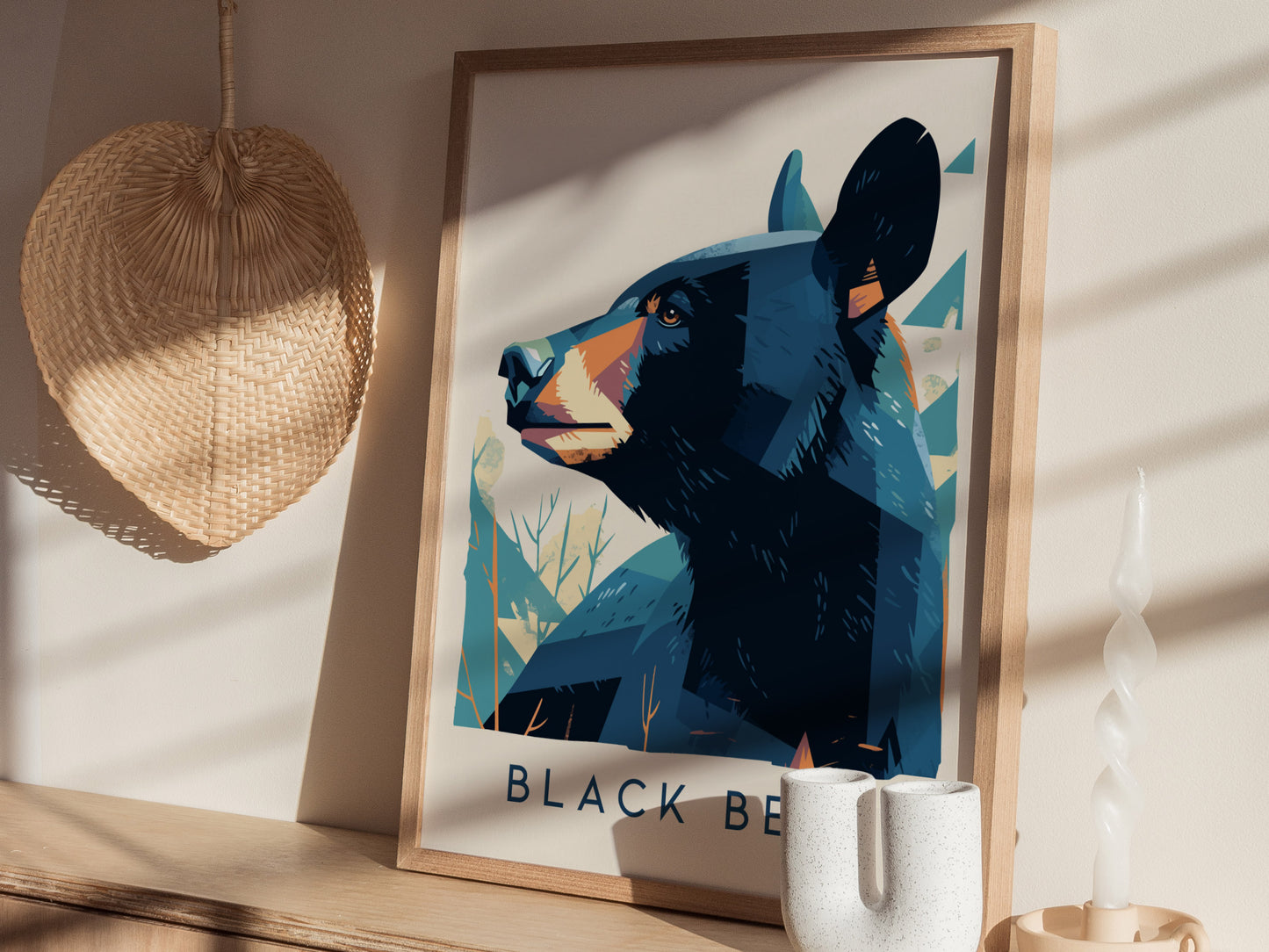 Black Bear Poster | Modern Wildlife Wall Art | Framed or Unframed