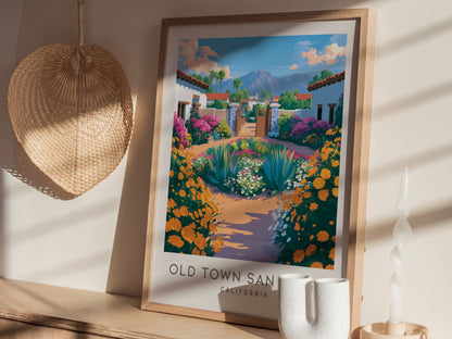 Old Town San Diego Matte Border Poster | California Travel Wall Art — styled in a modern interior