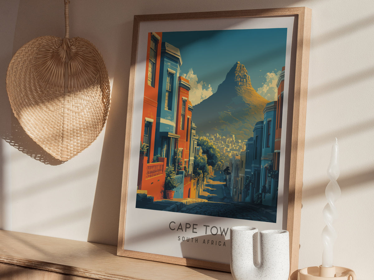 Cape Town Matte Border Poster | South Africa Destination Print Travel Wall Art — styled in a modern interior