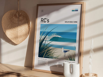 RC's Surf Spot Poster | Satellite Beach Florida Surfer Art