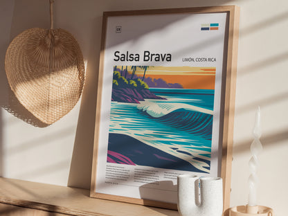 Salsa Brava, Limón, Costa Rica Poster | Caribbean Surf Wave Print Wall Art — styled in a modern interior