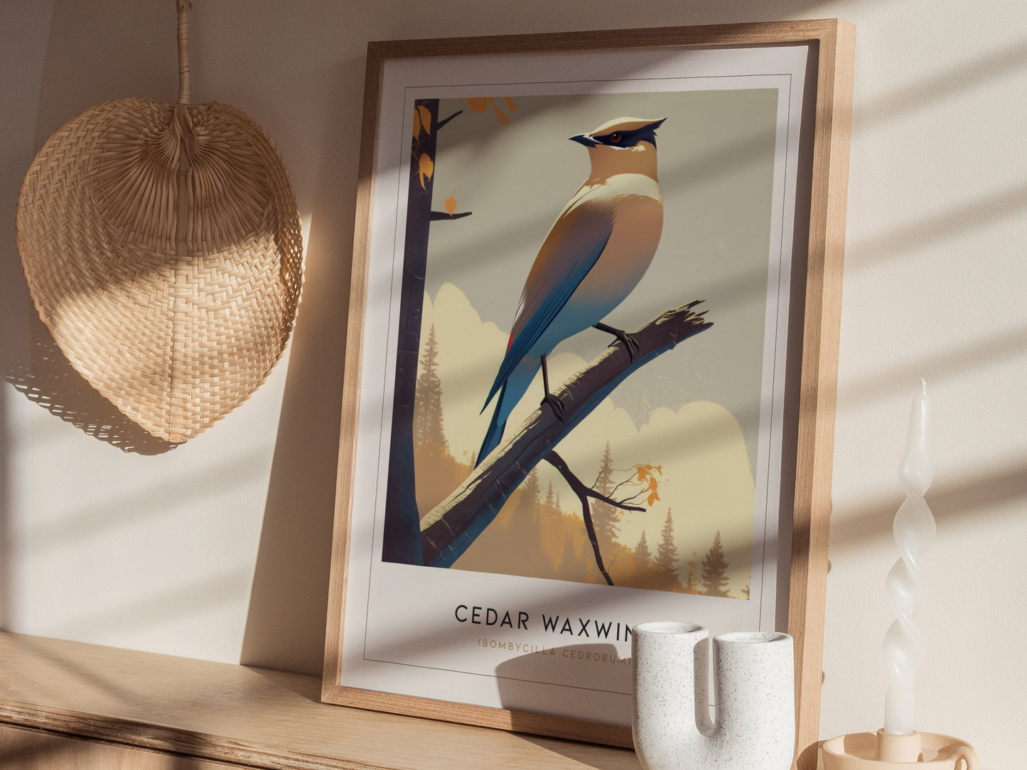 Cedar Waxwing Audubon Print | Bird Lover Modern Wall Art | Framed or Unframed