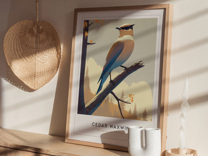 Cedar Waxwing Audubon Print | Bird Lover Modern Wall Art | Framed or Unframed