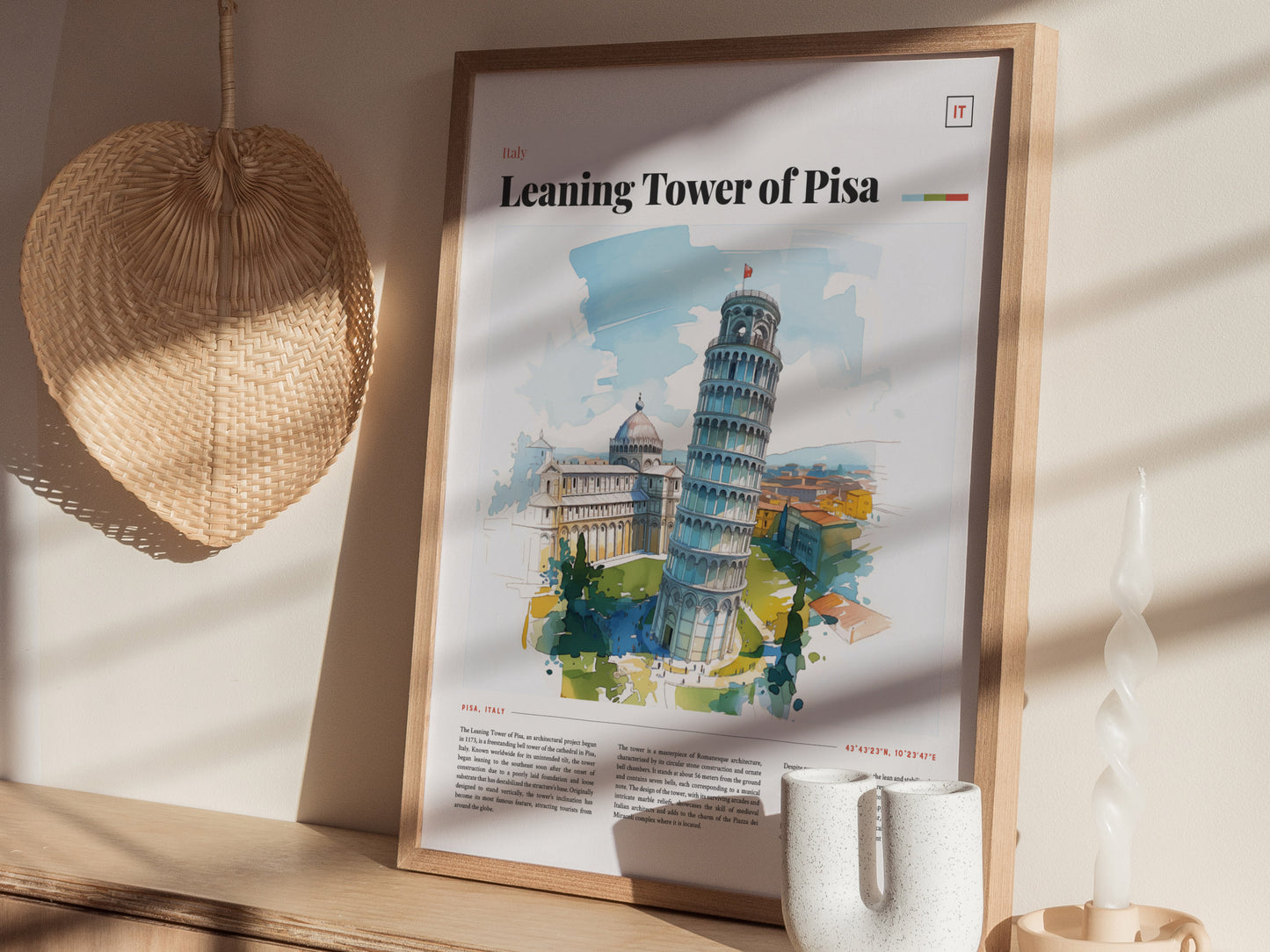 Leaning Tower of Pisa Poster | Italy Travel Wall Art