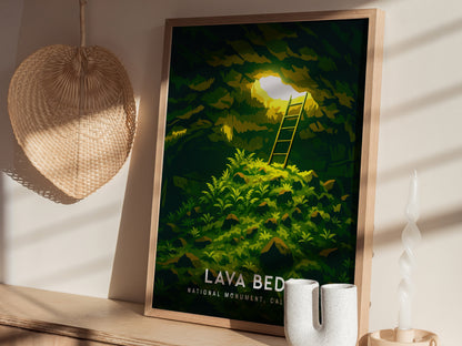 Lava Beds National Monument Poster | California Lava Tube Cave Wall Art