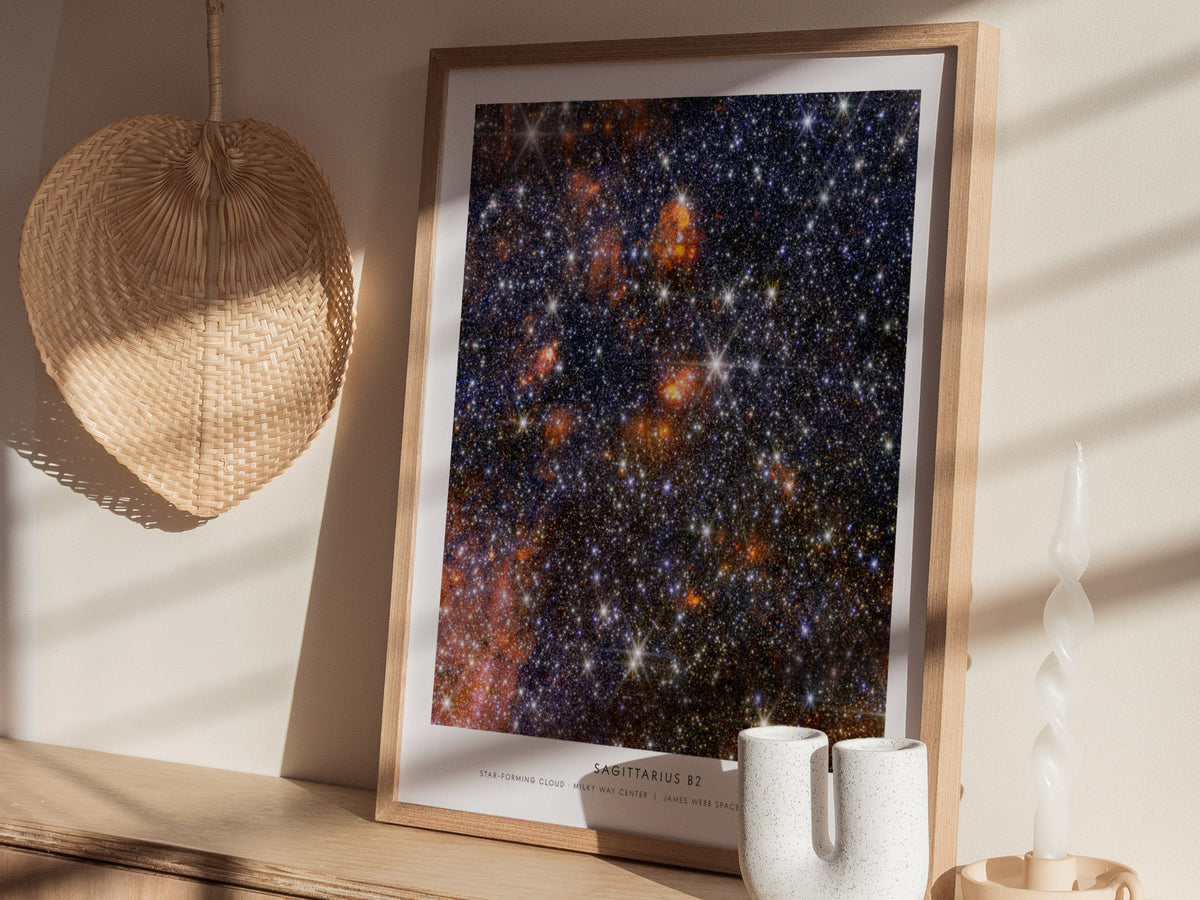 Sagittarius B2 Poster | NASA Star-forming Cloud · Milky Way Center Space Photography Wall Art — styled in a modern interior