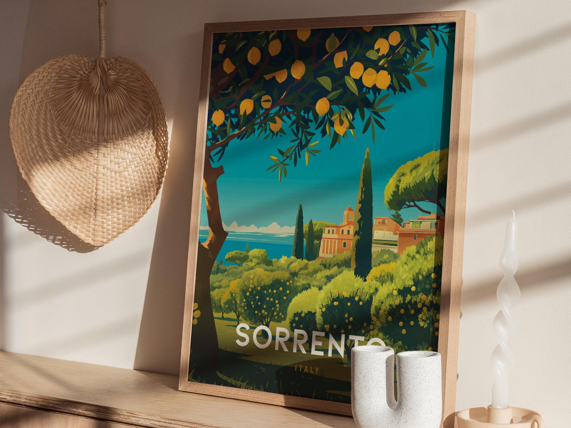 Sorrento Italy Poster | Lemon Coast Art Amalfi Travel Print