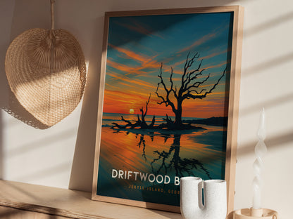 Driftwood Beach Poster | Jekyll Island Georgia Coastal Wall Art | Framed or Unframed