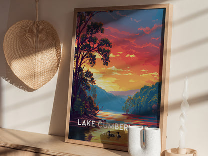 Lake Cumberland, Kentucky Poster | Lakeside Vacation Wall Art — styled in a modern interior
