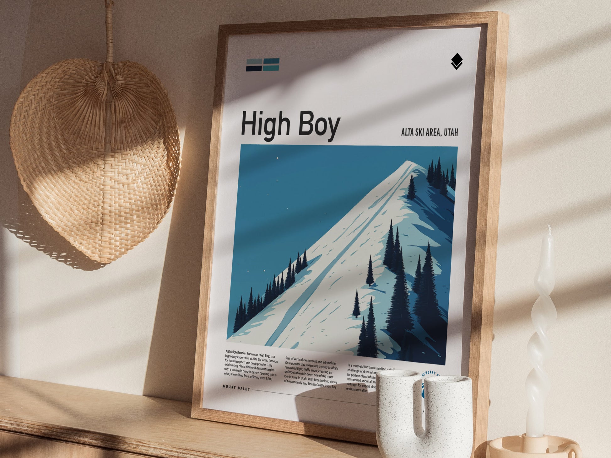 High Boy Ski Run Poster | Alta Ski Area Utah Wall Art