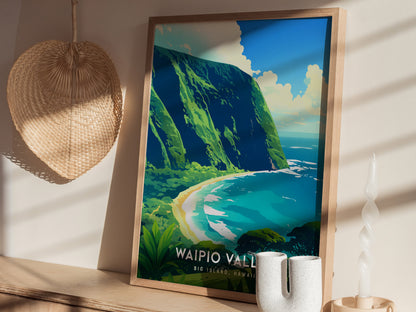 Waipio Valley Poster | Big Island Hawaii Art Valley of Kings Lookout