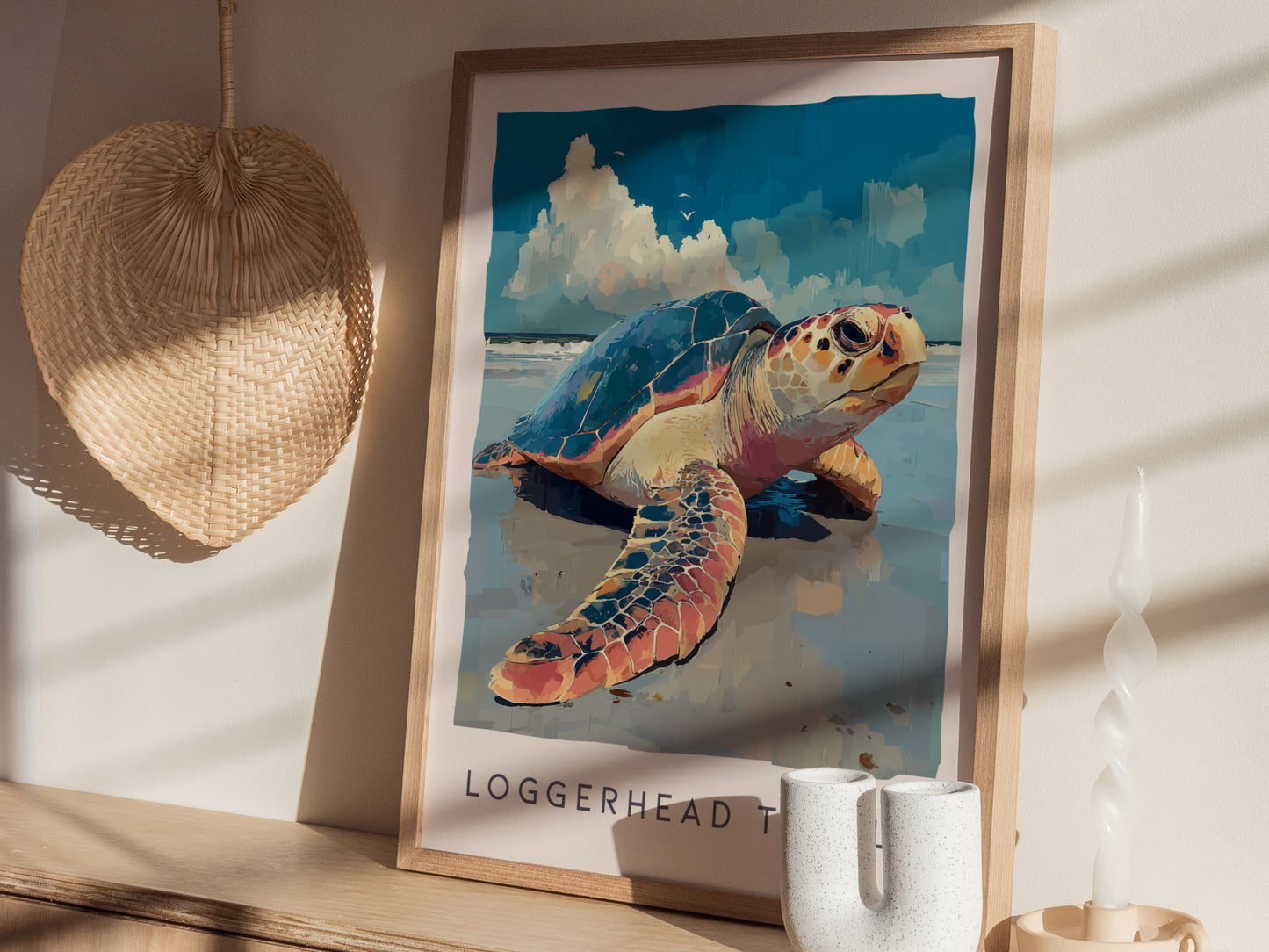 Loggerhead Sea Turtle Poster | Ocean Wildlife Coastal Wall Art