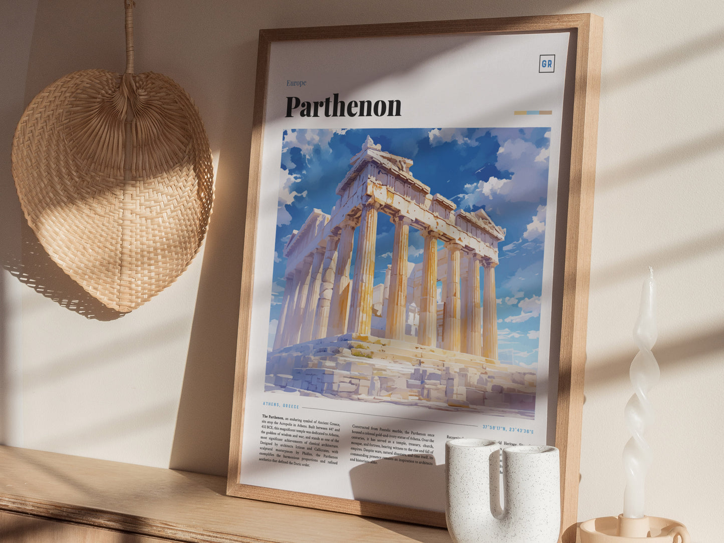 Parthenon Athens Poster | Ancient Greek Temple Wall Art Print