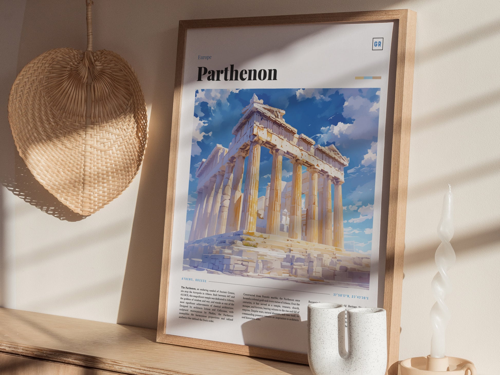 Parthenon Athens Poster | Ancient Greek Temple Wall Art Print