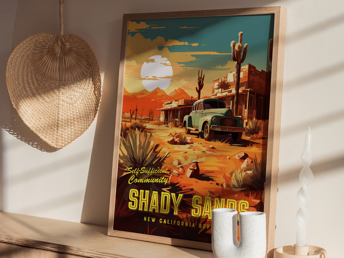 Shady Sands Poster | Fallout Gamer Wall Art | Framed or Unframed