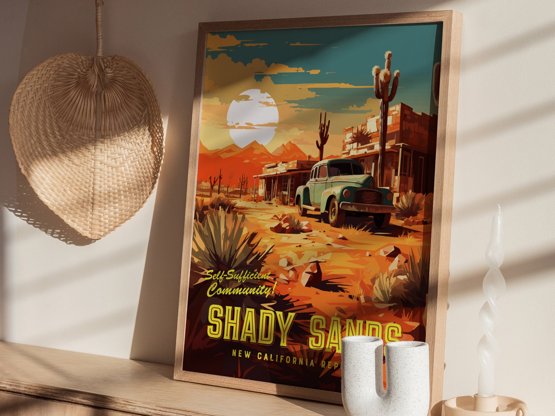 Shady Sands Poster | Fallout Gamer Wall Art | Framed or Unframed