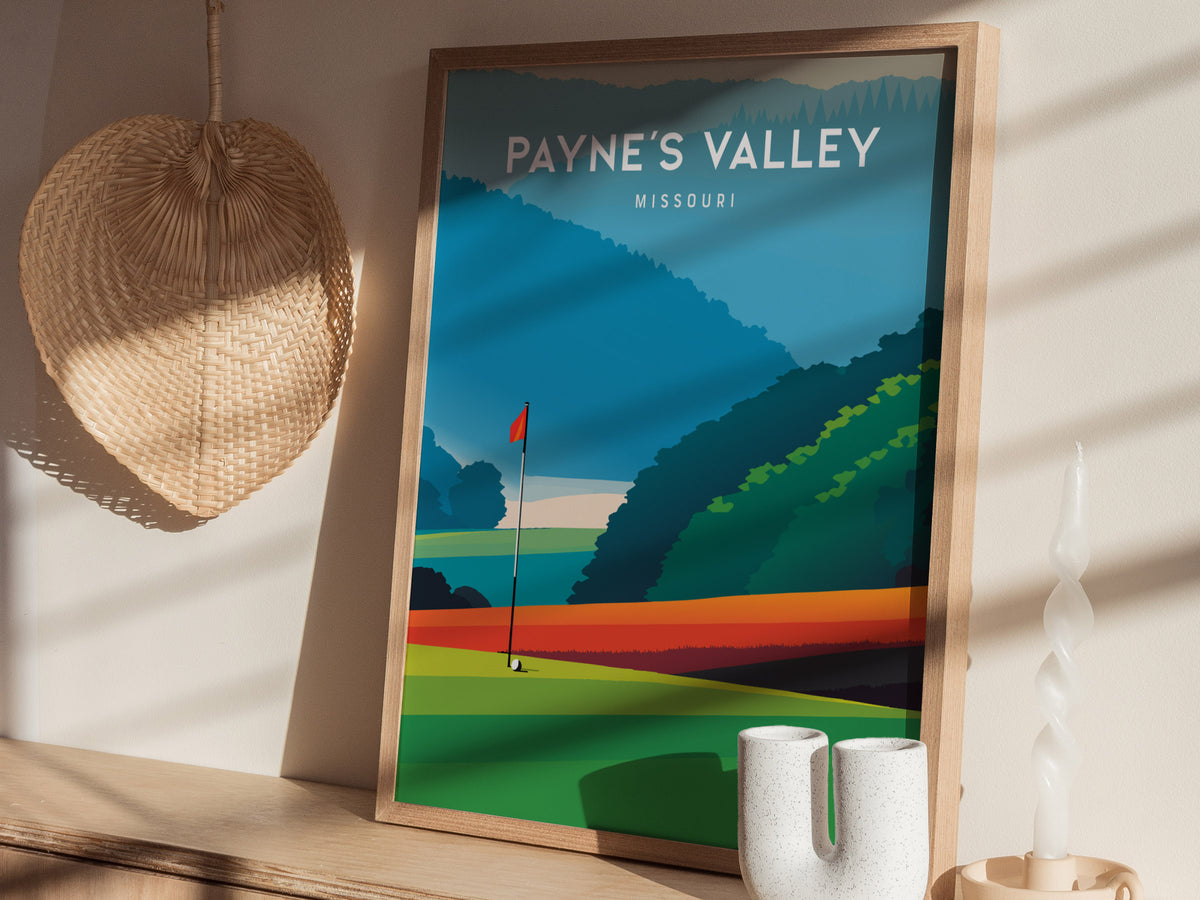 Payne's Valley, Missouri Poster | Links Poster & Golfer Gift Wall Art — styled in a modern interior