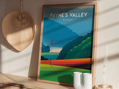 Payne's Valley, Missouri Poster | Links Poster & Golfer Gift Wall Art — styled in a modern interior