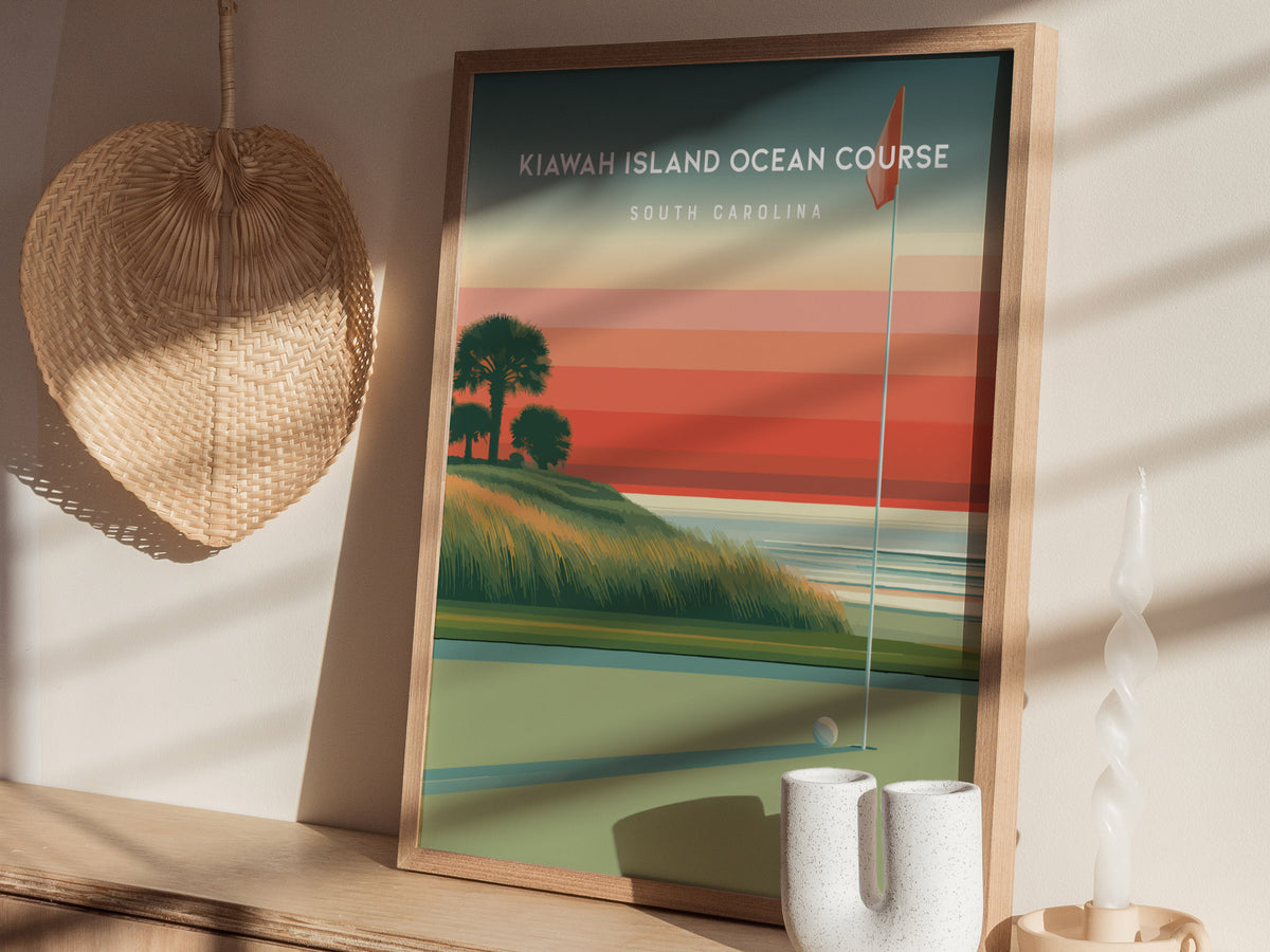 Kiawah Island Ocean Course, South Carolina Poster | Links Poster & Golfer Gift Wall Art — styled in a modern interior