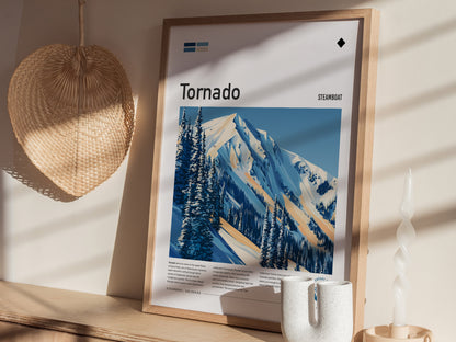 Tornado, Steamboat Poster | Steep Slopes & Fresh Powder Wall Art — styled in a modern interior