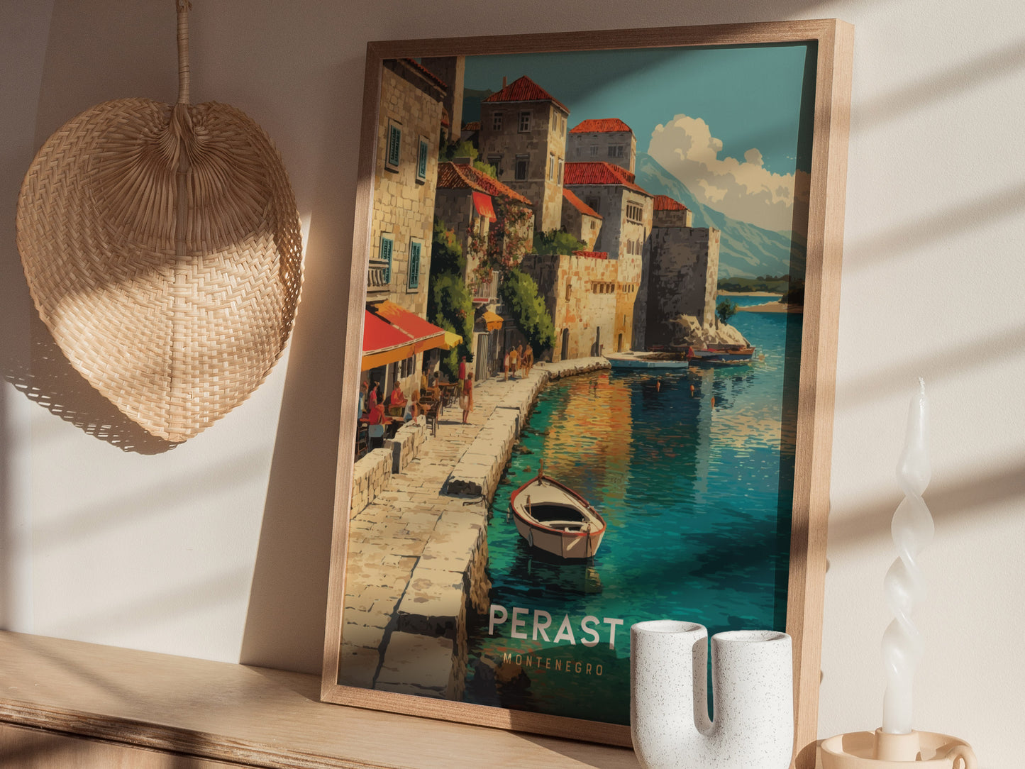 Perast Montenegro Poster | Bay of Kotor Coastal Wall Art Print