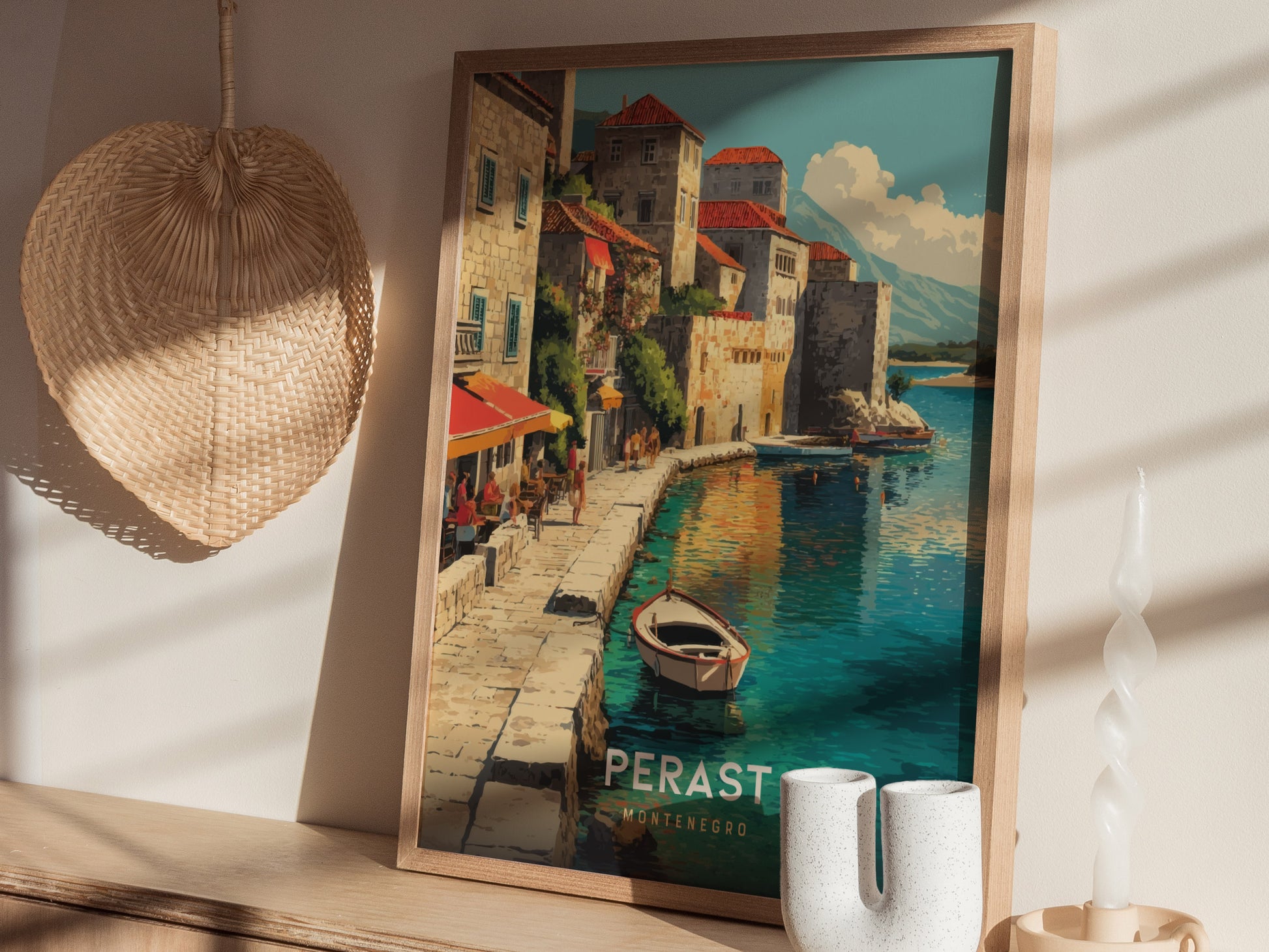 Perast Montenegro Poster | Bay of Kotor Coastal Wall Art Print