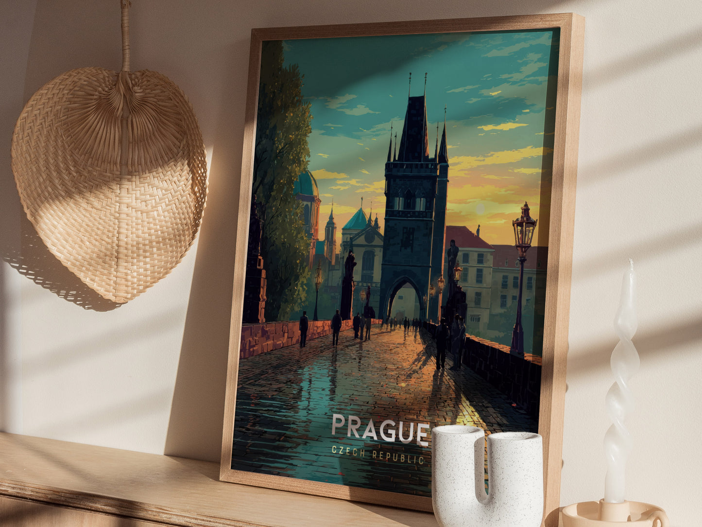 Prague Poster | Charles Bridge Sunset Art | Czech Republic Travel
